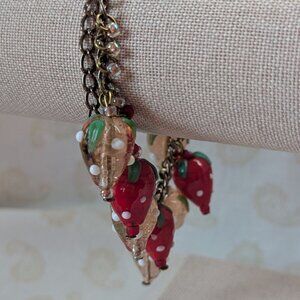 Strawberry Glass Charm Bracelet